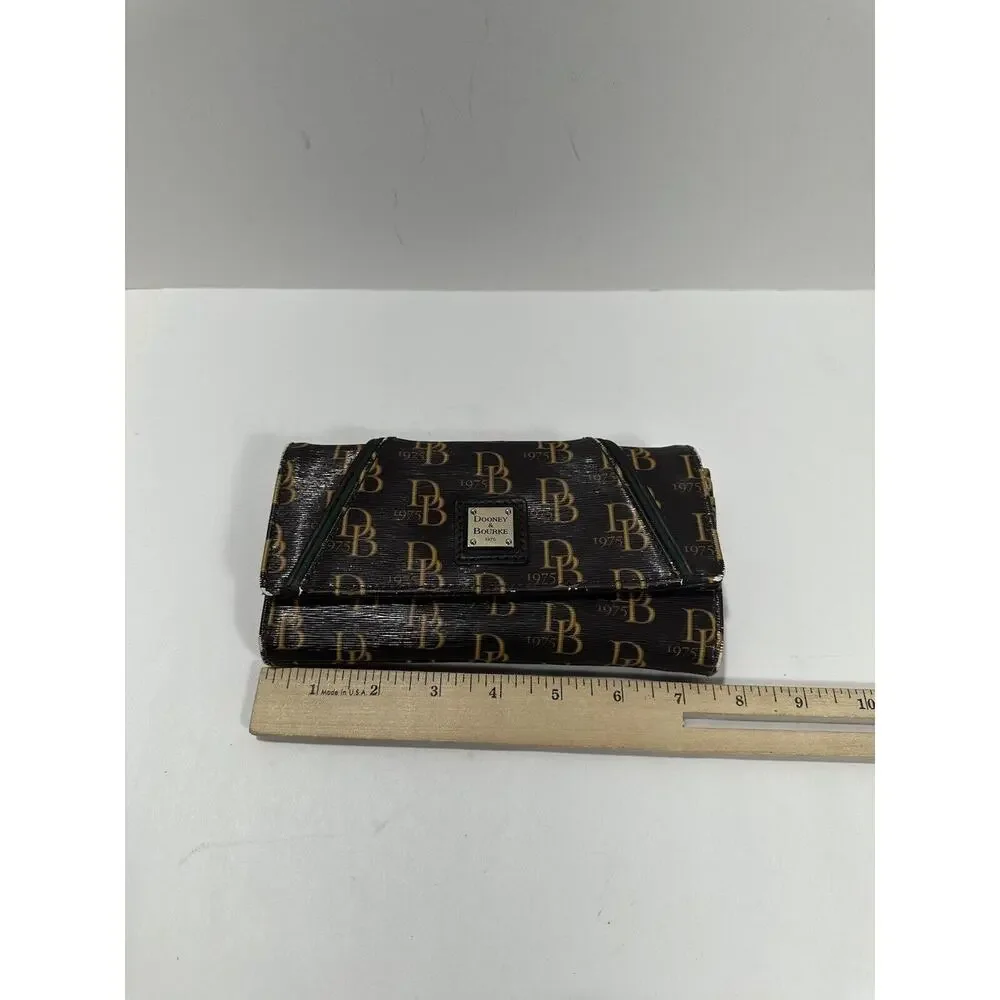 Dooney & Bourke Women's 1975 Db‎ Signature Grace Brown Green Wallet VTG RARE